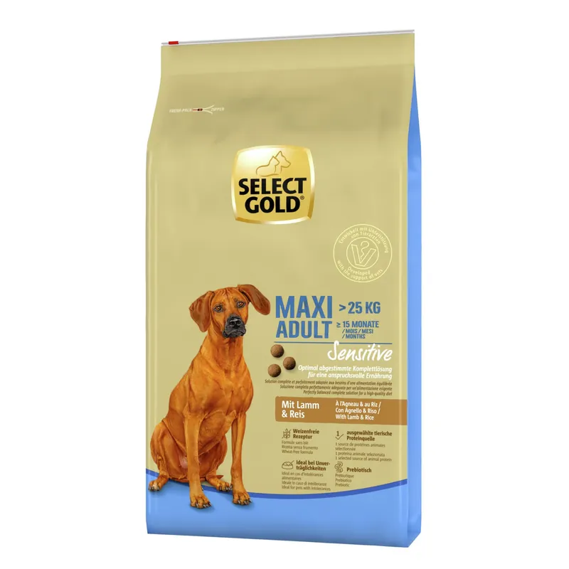Begrenztes Angebot Select Gold Sensitive Adult Maxi Lamm/Reis 12 kg